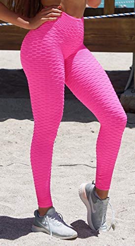 RIKAY Ladies Honeycomb High Waist Gym Leggings With Pockets Women