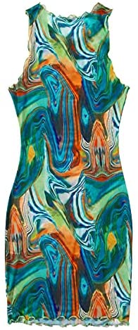 Sheer Mesh Dress Soly Hux Women S Sexy Tie Dye Sleeveless Lettuce