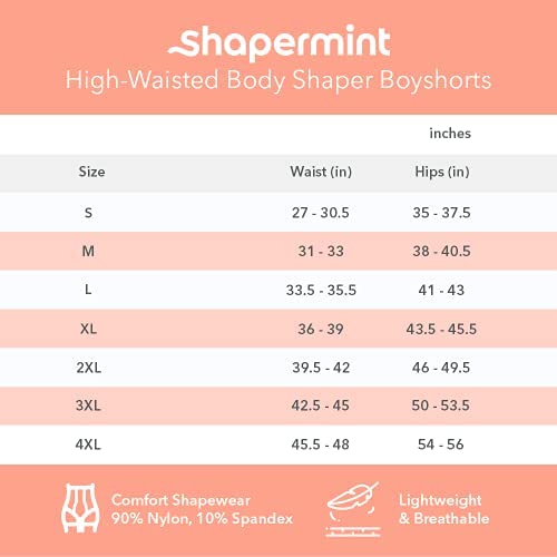 Women Compression Waist : Shapermint High Waisted Body Shaper Boyshorts Tummy Control Waist