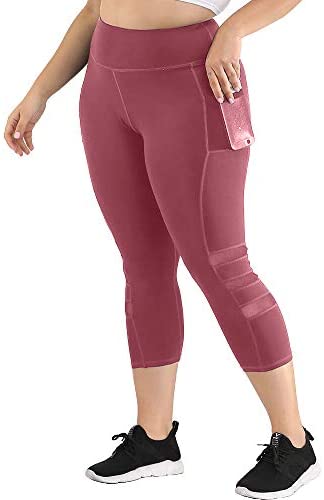 Uoohal Plus Size Active Leggings for Women High Waist Yoga Pants with Pockets Running Workout Athletic Pants