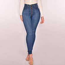 High Waisted Skinny Denim Stretch Slim Length Jeans