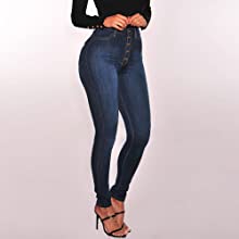 High Waisted Skinny Denim Stretch Slim Length Jeans