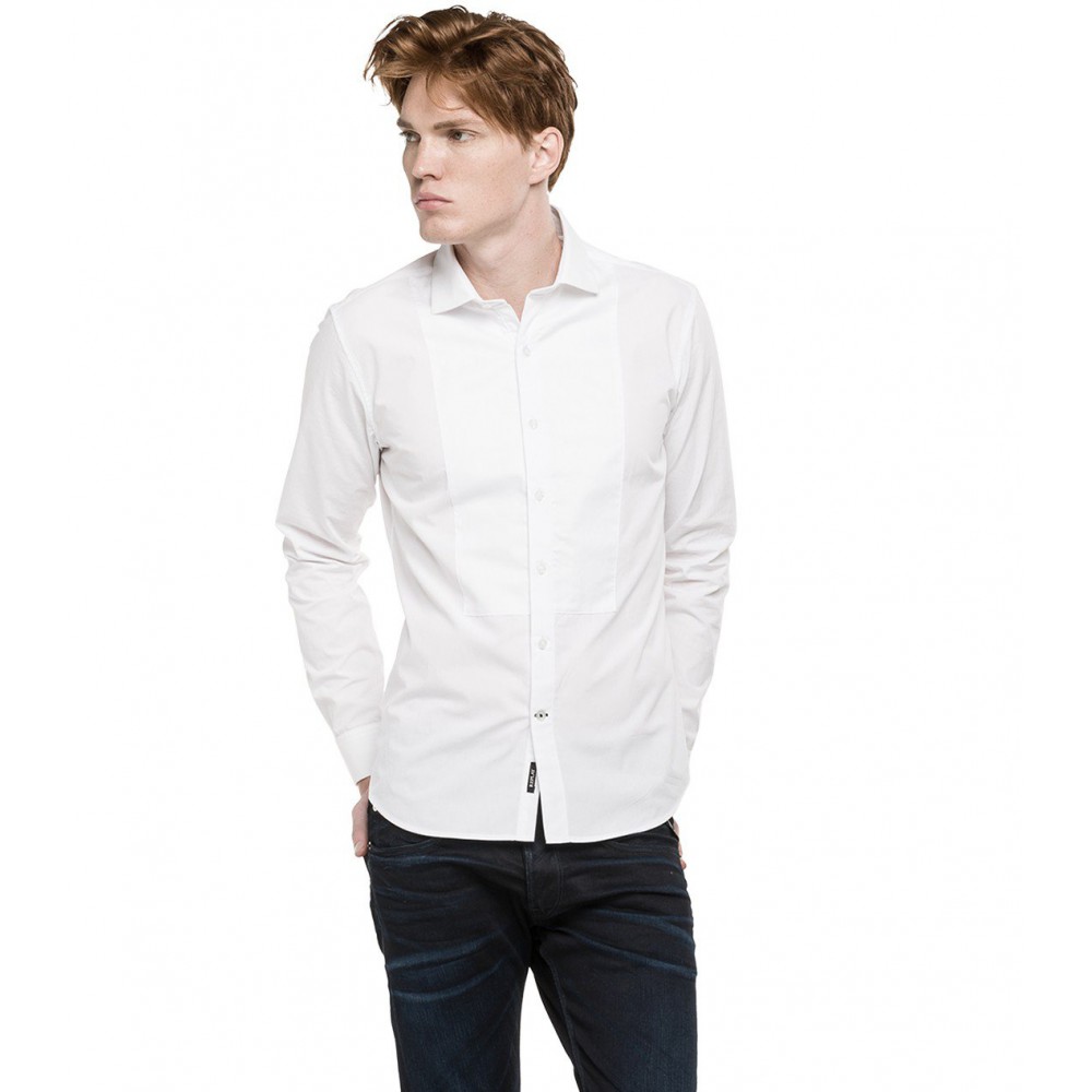 chemise blanche jean bleu homme