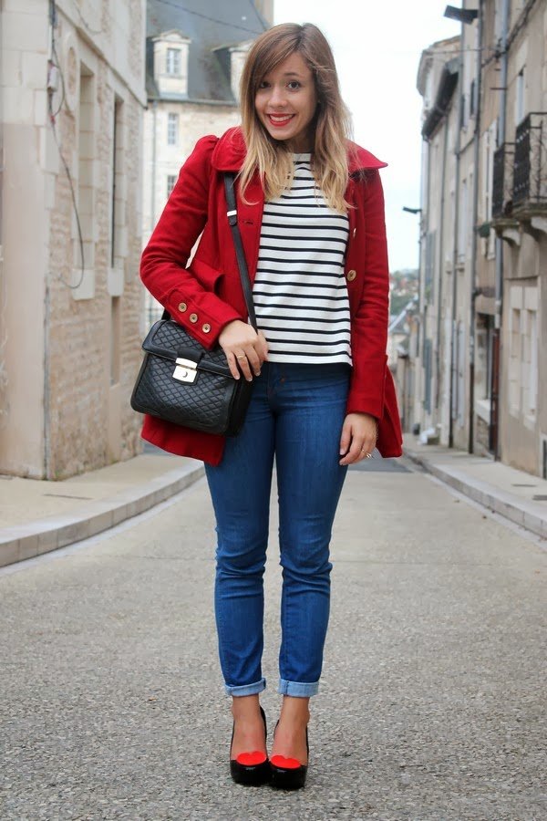 pull rouge et jean