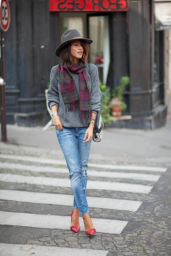 tenue hiver avec jean boyfriend