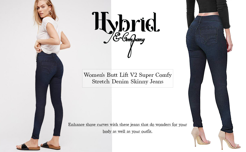 Bermuda Hybrid & Company Women's Butt Lift V2 Super Comfy Stretch Denim Skinny Jeans Capri 