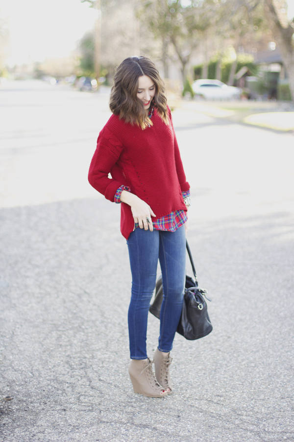 pull rouge et jean