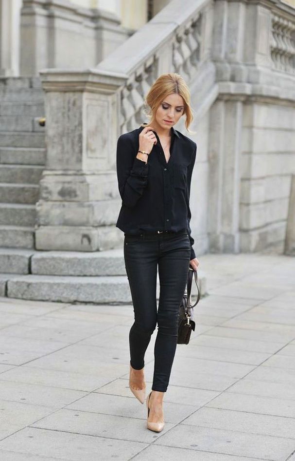 tenue jean noir femme
