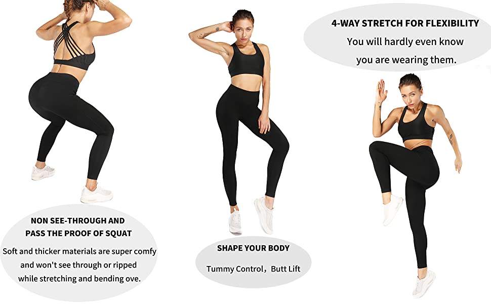 Sweetaluna High Waist Workout Leggings for Women with Pockets,Tummy Control Training Yoga Pants 