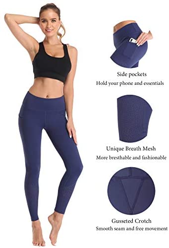 RAYPOSE Womens Yoga Running Capris Leggings Workout Pants Tummy Control High Waisted Sports Gym Fitness with Pockets