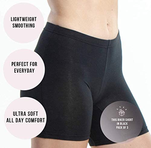 Emprella Slip Shorts Cotton Spandex Stretch Boyshorts for Yoga 3-Pack Black Bike Shorts 