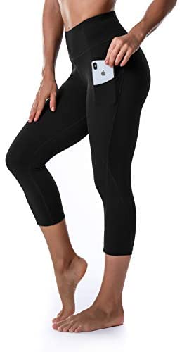Ritiriko Women's Yoga Pants High Waisted Crop Workout Running Leggings with Side Pocketed Tummy Control 