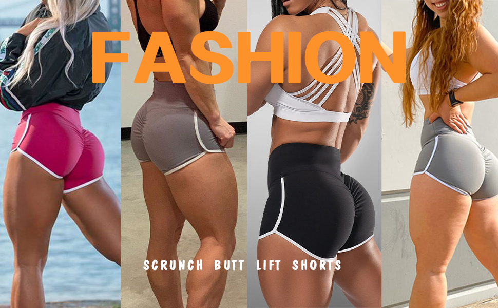 HOMETA Scrunch Butt Shorts Butt Lifting Booty Shorts for Women High Waisted Yoga Shorts Workout Gym Textured Ruched Shorts