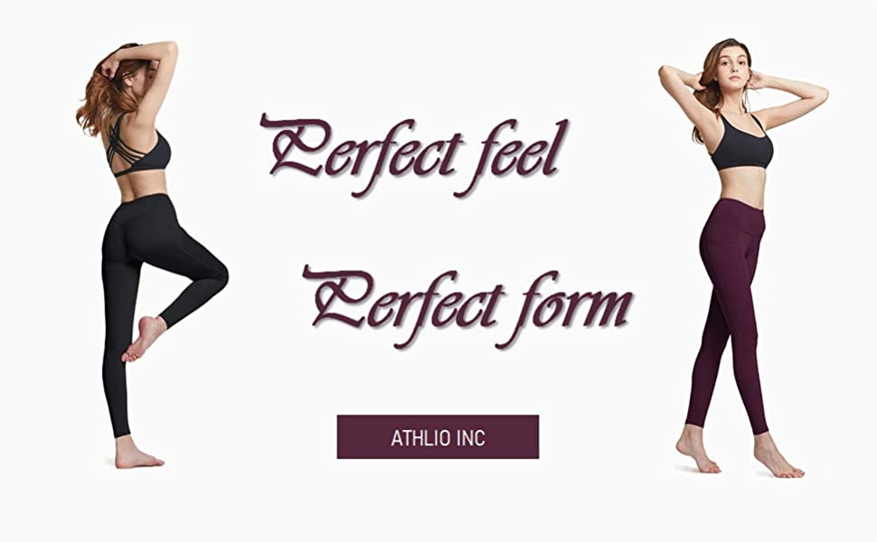 4 Way Stretch Non See-Through Workout Running Tights ATHLIO High Waist Yoga Pants with Pockets Tummy Control Yoga Leggings