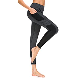 Neonysweets Women's Ladies Workout Leggings With Pockets Running Yoga Pants Ankle Length