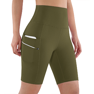 ODODOS Dual Pocket High Waist 8" Yoga Shorts