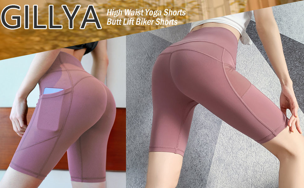 Yoga Shorts Women High Waist Biker Shorts Tummy Control Compression Shorts Booty Leggings Butt Lift