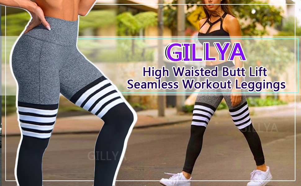 tigh hight striped seamless workout leggings High waisted butt lift booty lifting striped Leggings