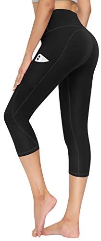 TQD Women's Yoga Pants with Pockets High Waist Capris Workout Running Athletic Sports Leggings Pants 