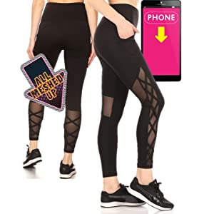 High Waist,Sports,Leggings,dance,tummy control,butt sculpting,side pockets,mesh,straps,stretch knit