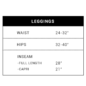 Regular size leggings chart
