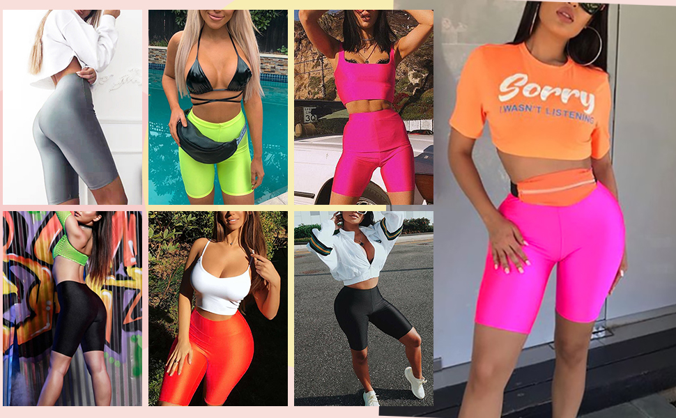 neon shorts women