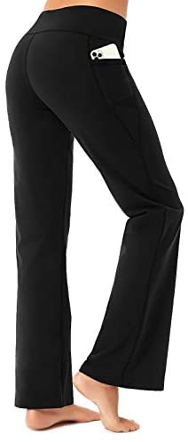 FIRST WAY Buttery Soft Womens Yoga Leggings Capris with Pockets High Waist Peach Skin Workout Pants Gym Tights 