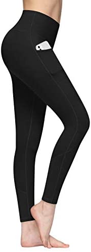 OUREA Non See-Through Yoga Pants Capris for Women with Pockets High Waist Tummy Control Workout Leggings M, Black