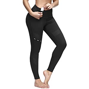 INNER POCKETS FOR WOMEN YOGA LEGGINS HIGH WAISTED TUMMY CONTROL TIGHTS RUNNING PANTS ANKLE LENGTH