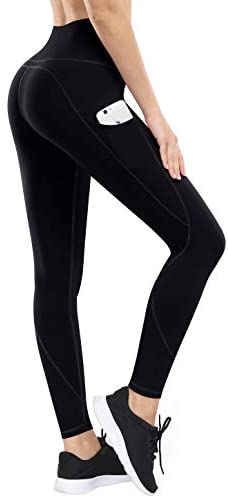 TQD High Waisted Yoga Pants for Women Pocket Yoga Pants Tummy Control Workout Running Pants 4 Way Stretch Yoga Leggings 2XL 
