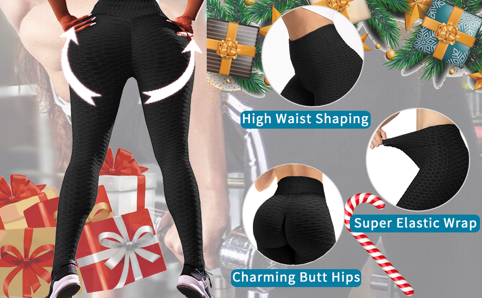Murandick Booty Butt Lifting Leggings for Women Scrunch High Waist Textured Yoga Workout Pants