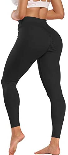 Women High Waist Yoga Pants Anti-Cellulite Ruched Butt Lift Leggings Exercise D 