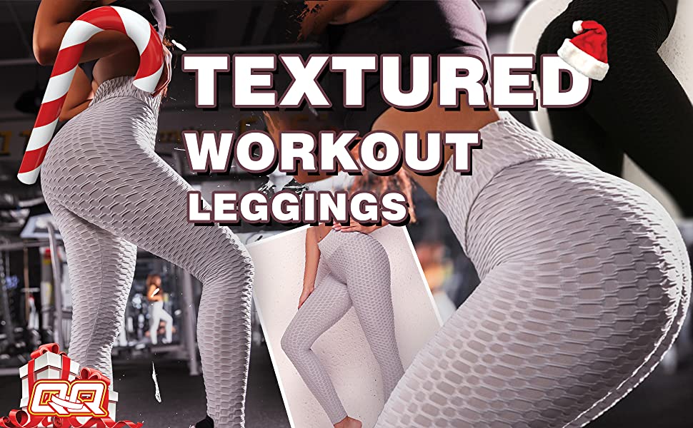 Women's Tummy Control Slimming Textured Booty Leggings Running Workout Ruched Butt Lift Pants