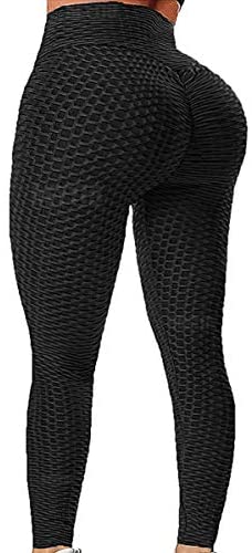 REYTID Anti Cellulite Peach Leggings for Women High Waist Butt Lifting Leggings Workout Textured Scrunch Yoga Pants 