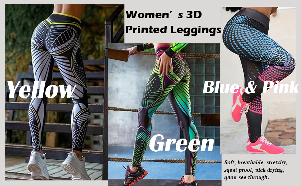 Women Geometry Printed Leggings Sports Gym Yoga Capri Workout Running Pants Fitness Tights