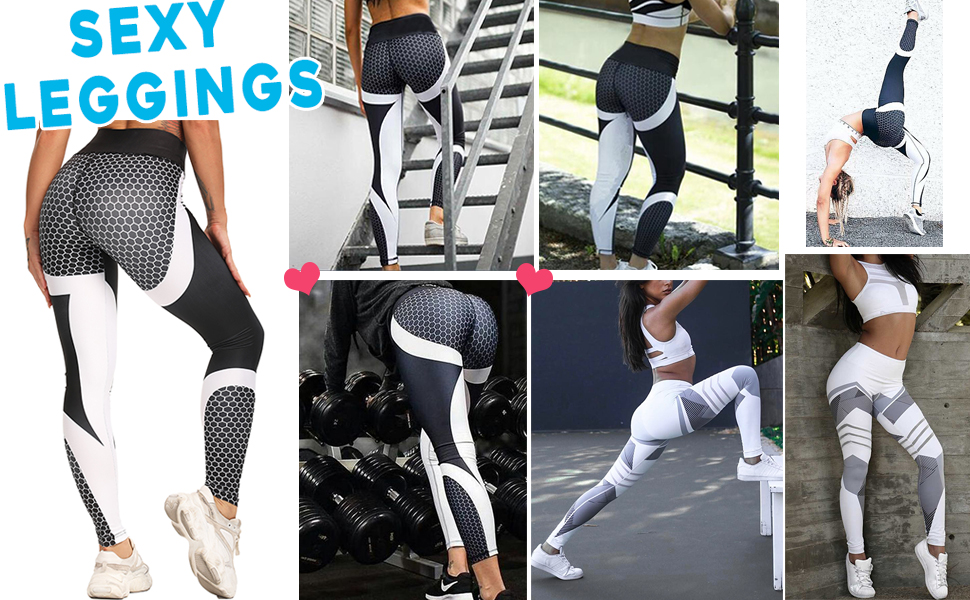 Women's Geo Printed Yoga Pants Sport Pants Workout Leggings Sexy High Waist Trousers