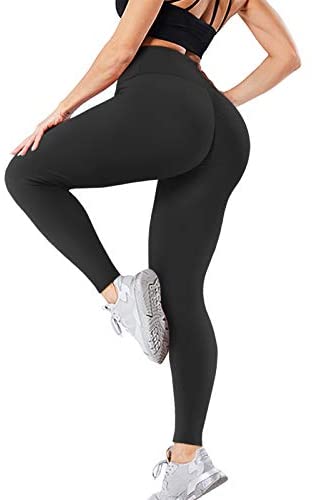 LAOTEPO Womens Scrunch Leggings Ruched High Waisted Butt Lifting Yoga Pants Tummy Control Workout Booty Tights