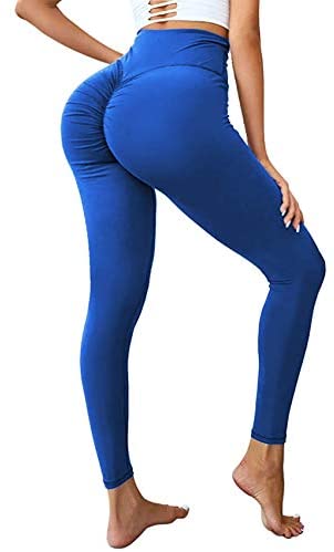 Oasisocean Womens Workout Running Butt Lift Pants Yoga Leggings Gym Stretch Tights Textured Scrunch Leggings 