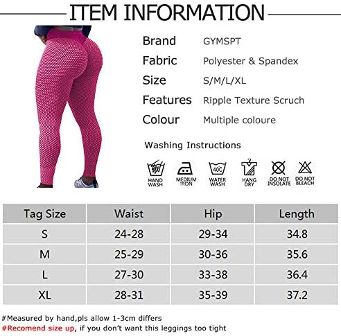 POWERASIA High Waisted Yoga Pants for Women Tummy Control Ruched Butt Lifting Workout Scrunch Leggings Booty Tights