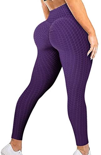 Msicyness TikTok Leggings Womens High Waist Yoga Pants Butt Lift Shorts Capris with Side Pockets Textured Booty Tights