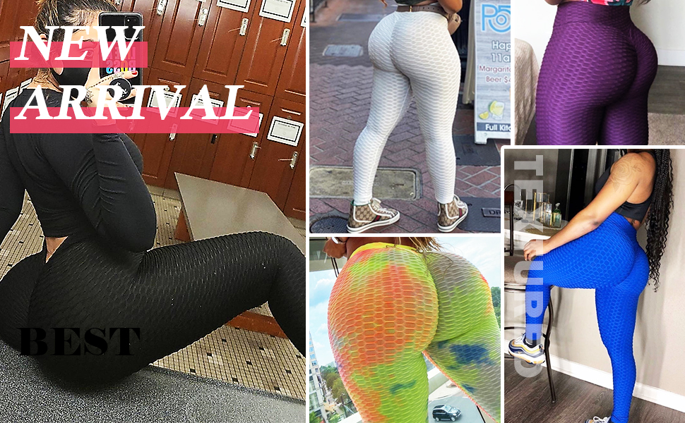 Ruched Butt Lifting High Waist Yoga Pants Workout Leggings Stretchy Textured Booty Tights