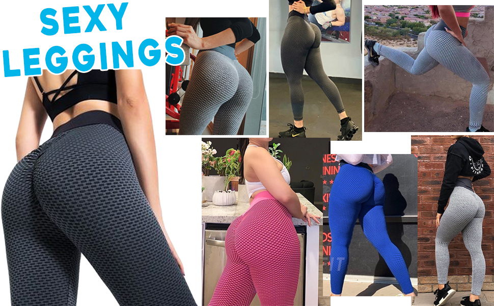 Womens Booty Ruched Yoga Pants High Waist  Anti Cellulite Butt Lift Gym Leggings 