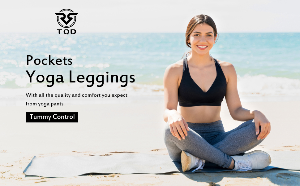 High Waist Non See Through Yoga Leggings Workout Pants with Pockets