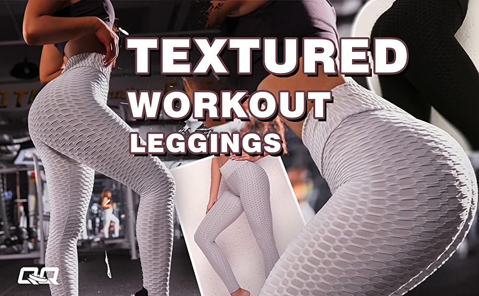 Women's Tummy Control Slimming Textured Booty Leggings Running Workout Ruched Butt Lift Pants