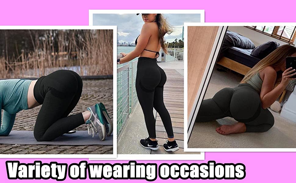 Women's Ruched Butt Lifting High Waist Yoga Pants Tummy Control Stretchy Workout Leggings Textured