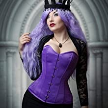 goth corsets, steel boned, goth, purple, black, mystical, fantasy