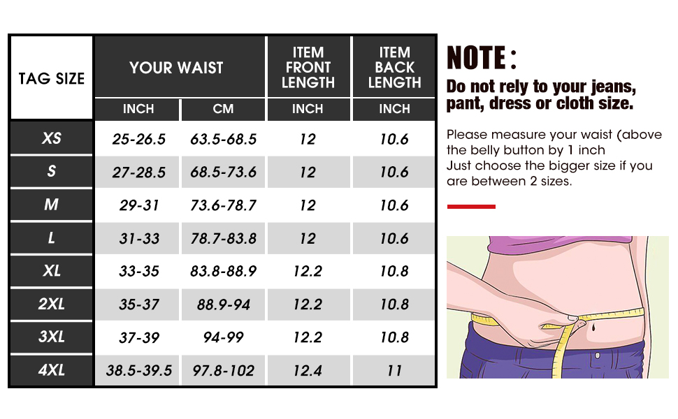ashlone belt closure waist trainer size chart