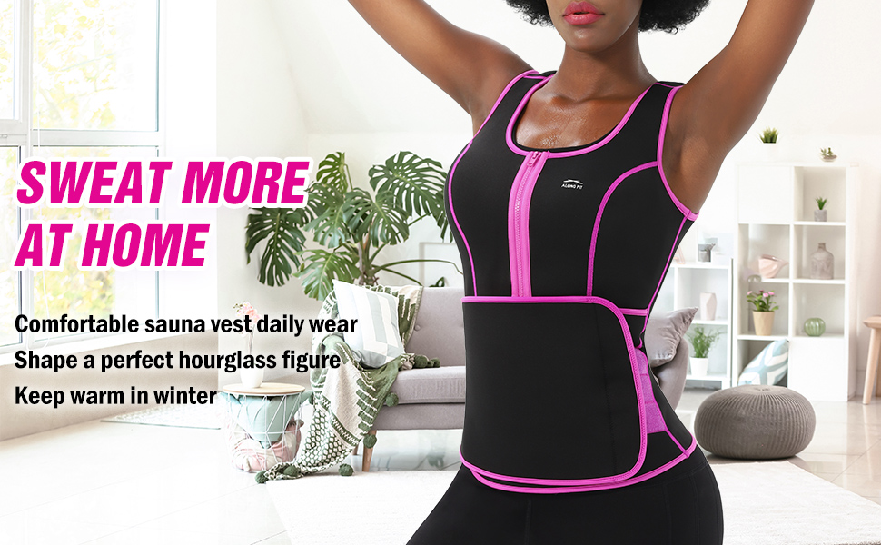 ALONG FIT Waist Trainer Vest for Women Plus Size Sweat Sauna Vest Neoprene Body Shaper 