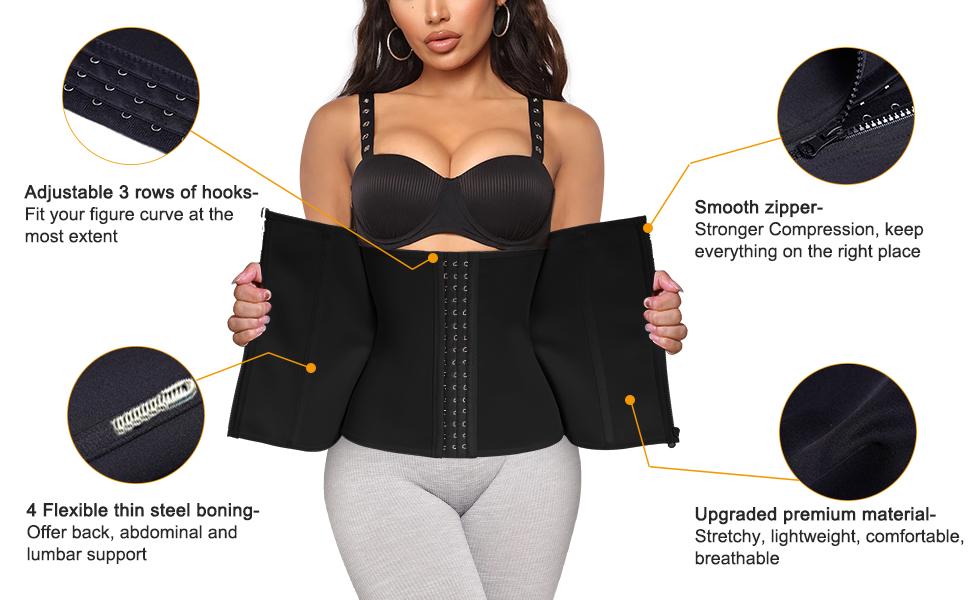 Adjustable 3 rows of hooks-Fit your figure curve at the most extent