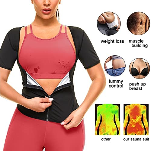 Jayefo Mens Sauna Body Shaper Waist Trainer Sweat Vest Corset Neoprene Hot Slimming abs Weight Loss Six Packs top BLACK, S